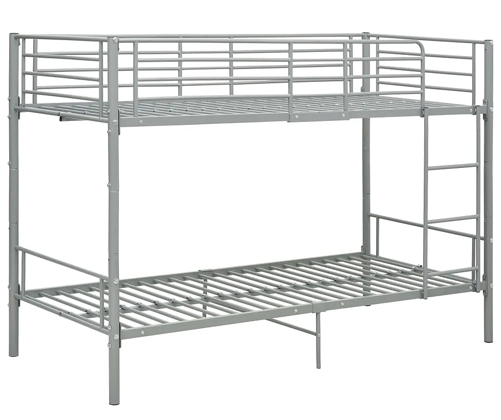 Szare metalowe łóżko piętrowe 90x200 cm F0-L49