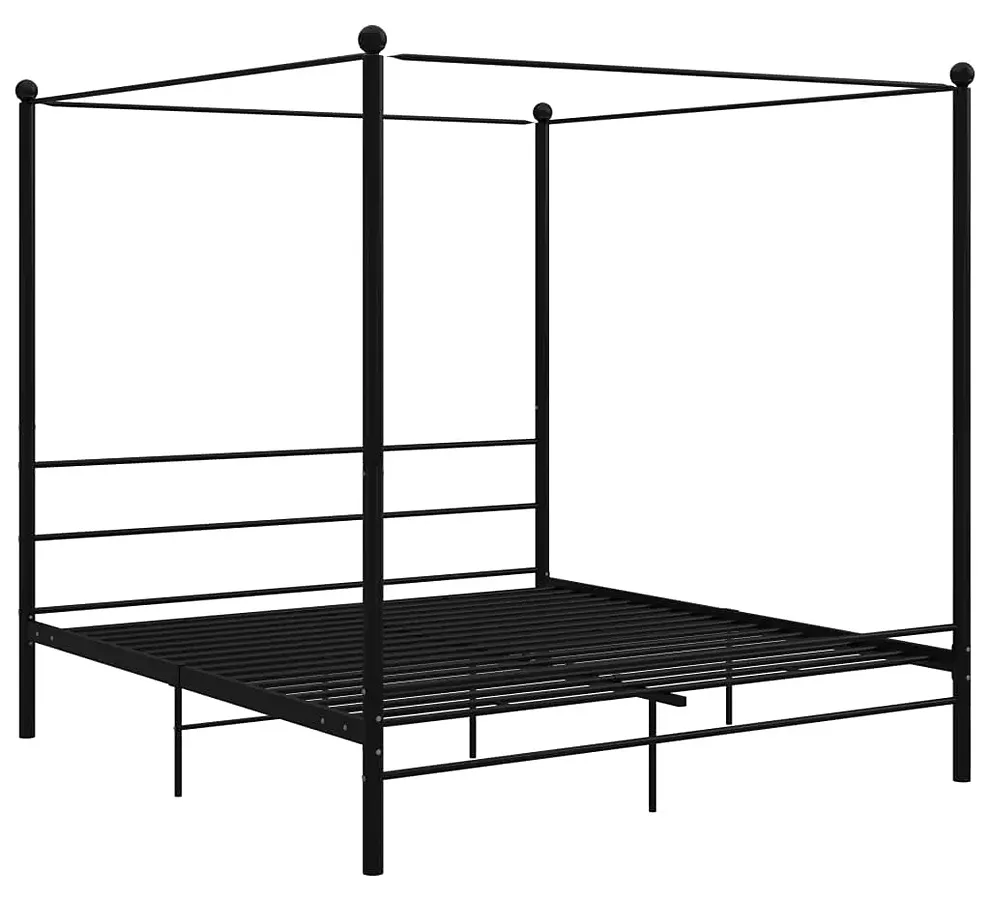 Czarne dwuosobowe łóżko z metalu 180x200 cm P5-E51
