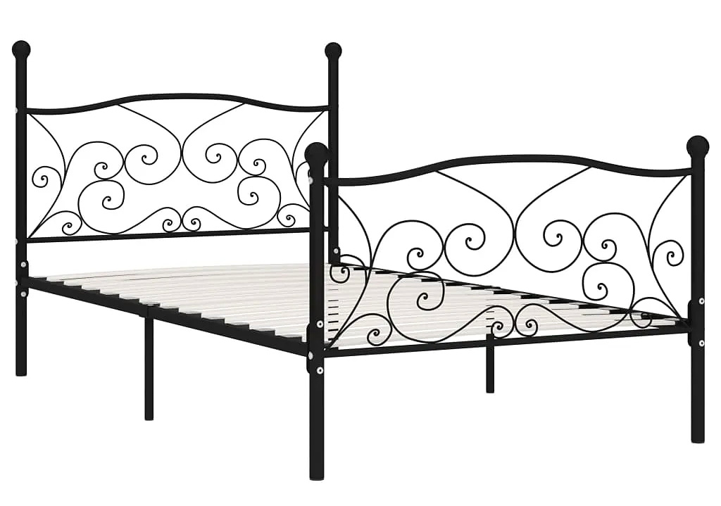Czarne rustykalne łóżko pojedyncze 100x200 cm T0-S47
