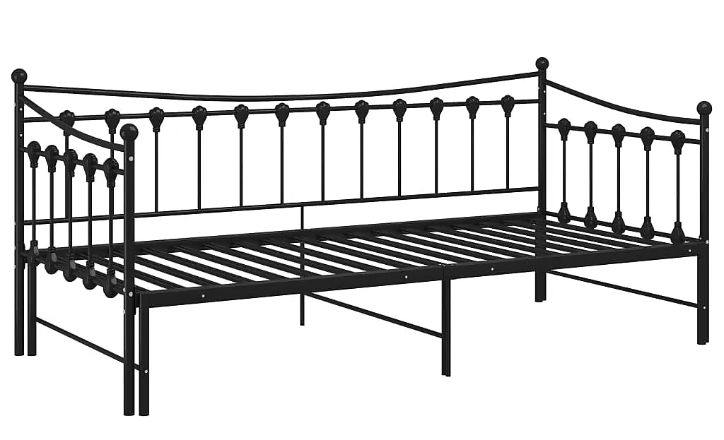 Czarne rozkładane łóżko metalowe 90x200 cm G0-T25