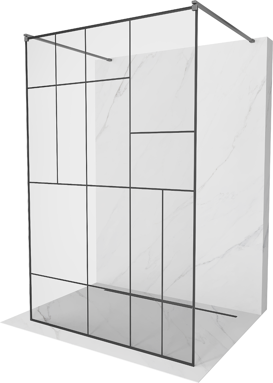 Mexen Kioto ścianka prysznicowa wolnostojąca 130 x 200 cm, czarny wzór 8 mm, gun metal - 800-130-002-95-78