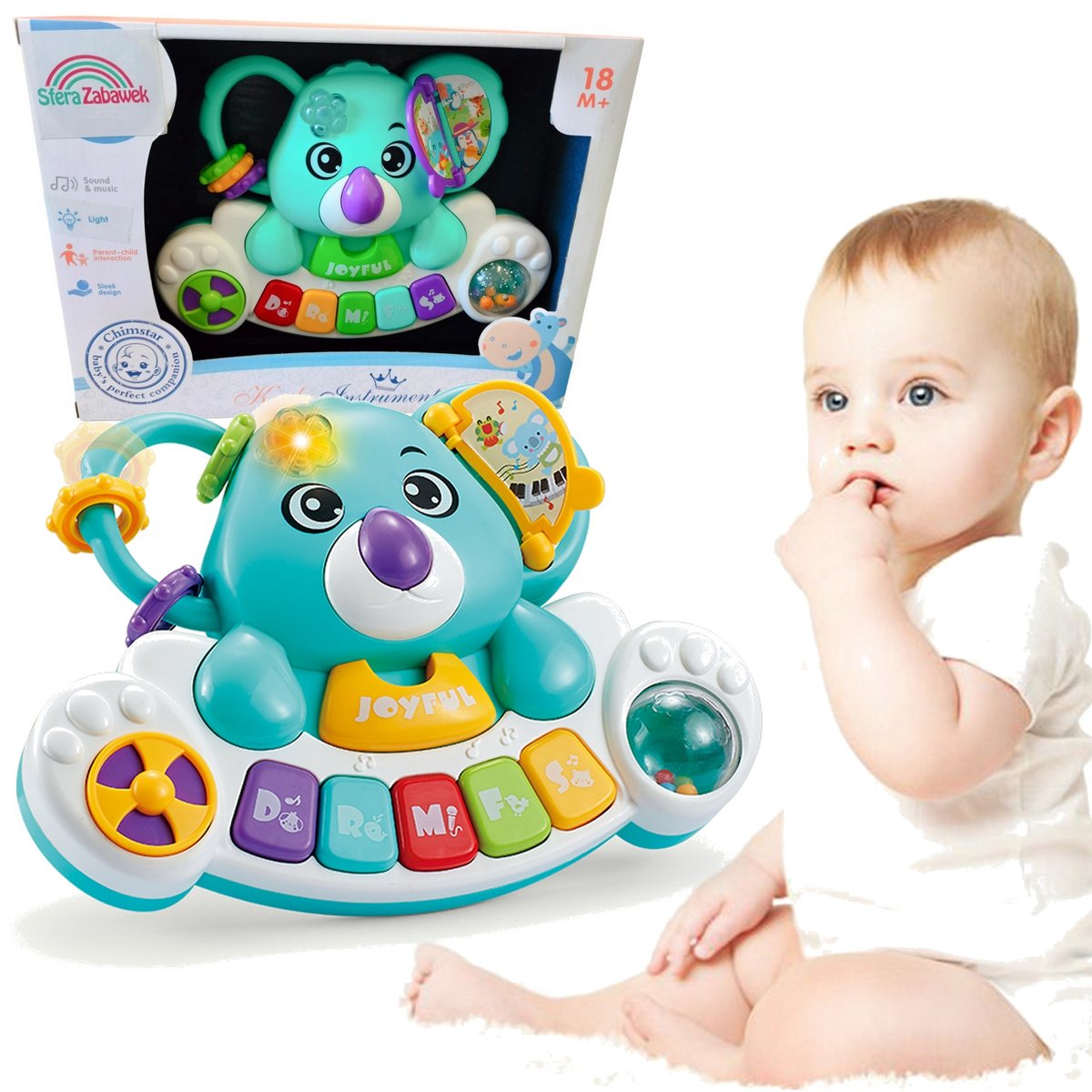Pianinko muzyczne z uchwytem ORGANKI INTERAKTYWNE instrumenty muzyczne interaktywna koala