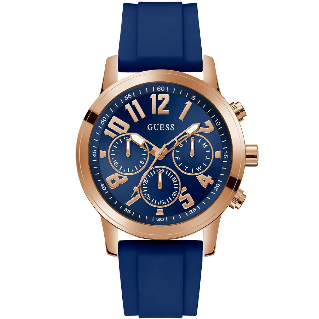 Guess Parker zegarek męski złoty na pasku granatowy GW0708G3