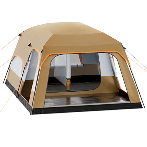 MoNiBloom Namiot dla 5-8 osób, na kemping, bardzo duży, przenośny, duży namiot, wodoodporny, wiatroszczelny, 1 salon i 2 sypialnie, namiot o długości 450 cm, z torbą do przenoszenia, na piknik na
