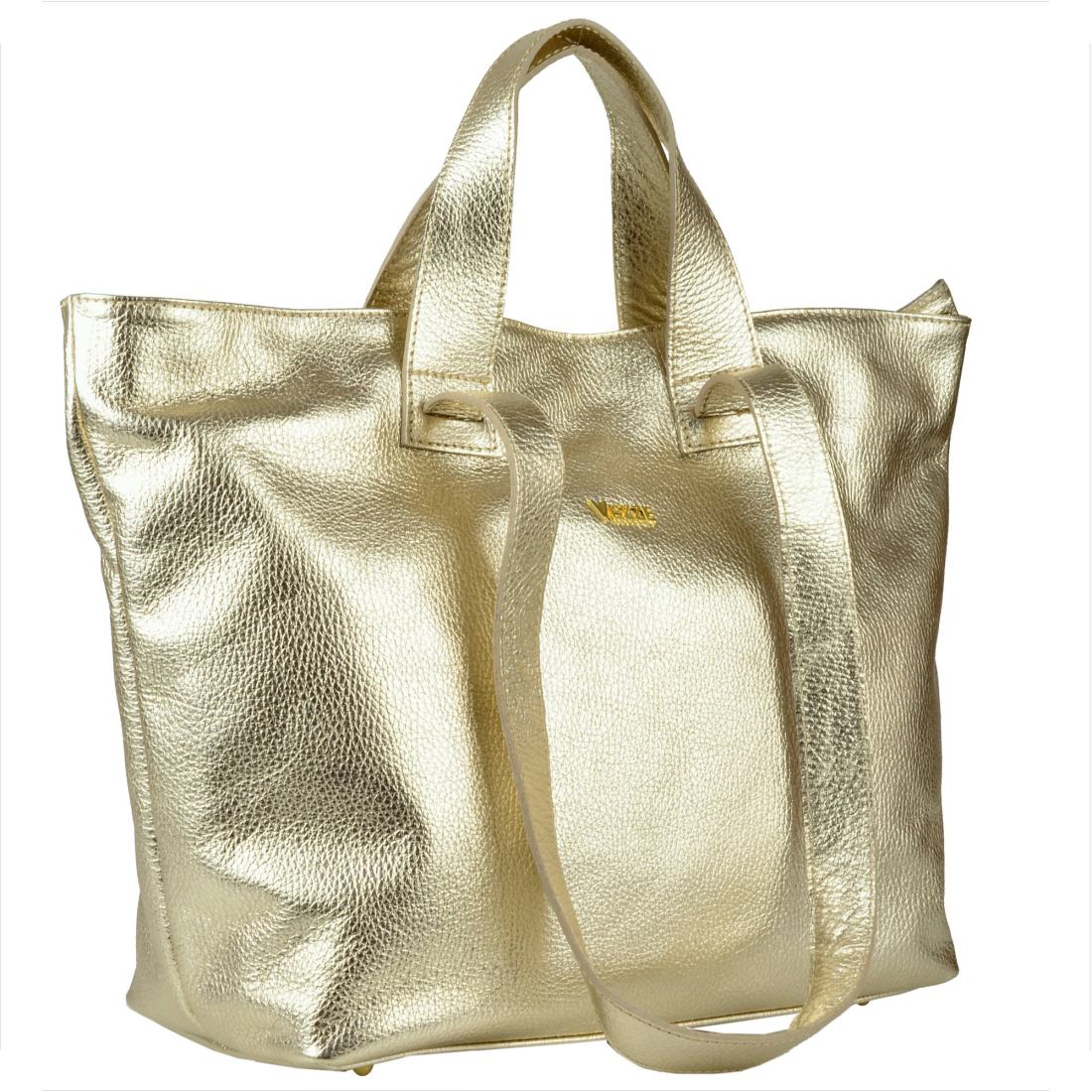 Vezze torba skórzana shopper bag złota na ramię i do ręki - VEZZE