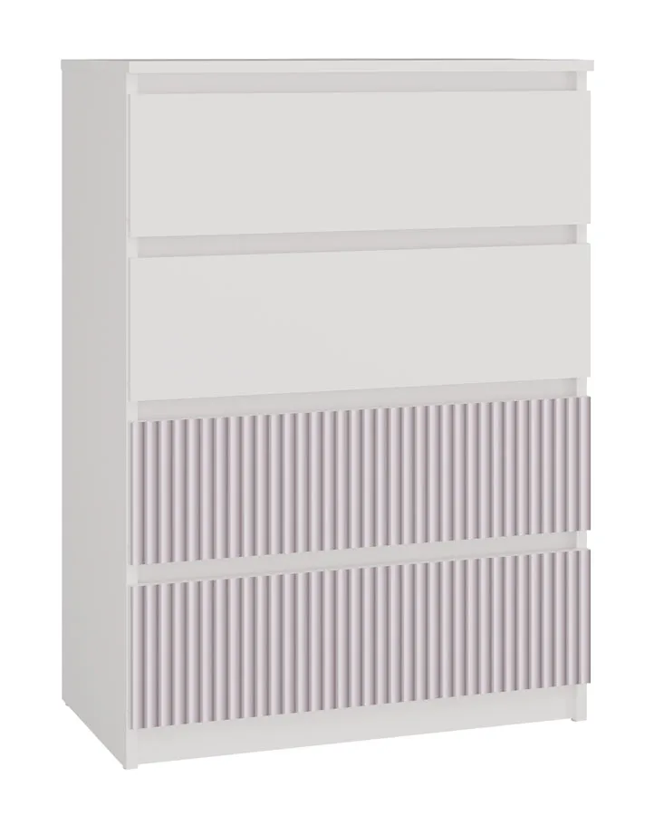 Komoda z 4 szufladami dla dziecka biały + różowy W3-D59