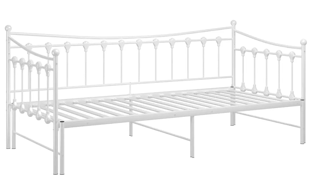 Białe rozkładane łóżko metalowe 90x200 cm T3-A86