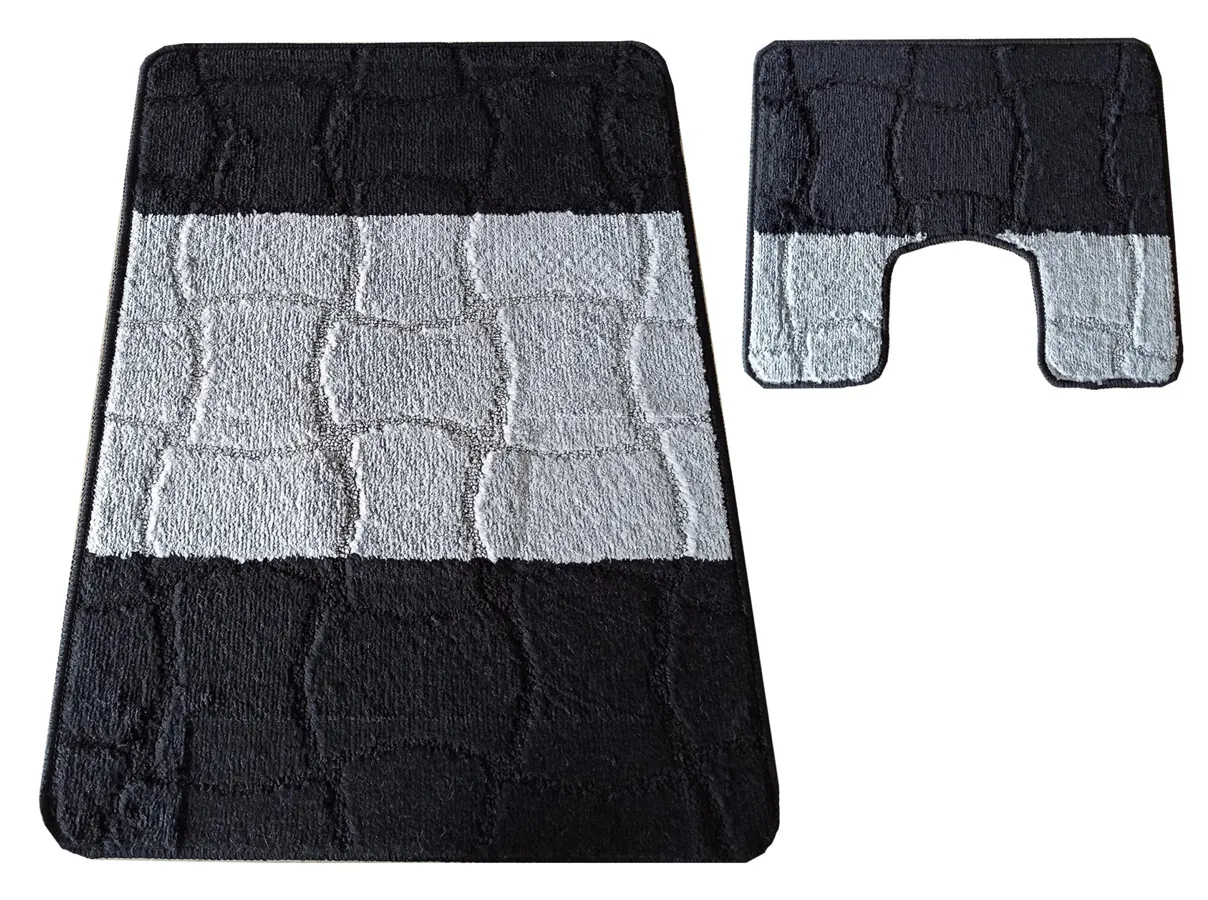 Elegancki czarny zestaw chodników do łazienki N7-P68