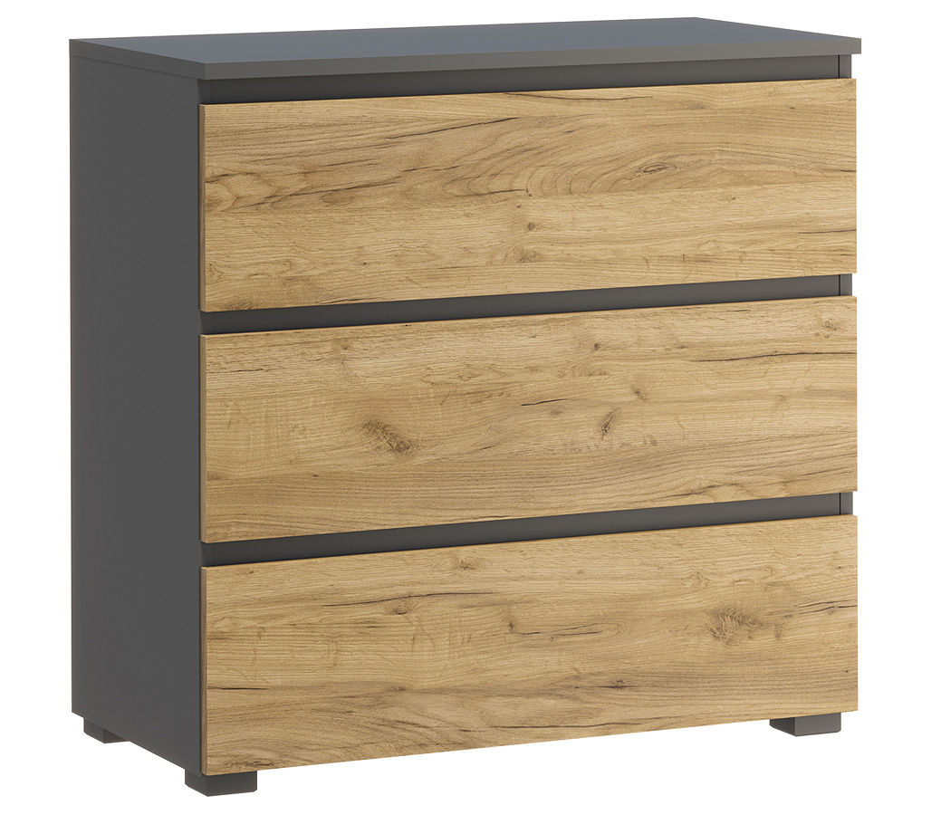 Nowoczesna komoda z szufladami antracyt + dąb craft 80 cm M0-R47