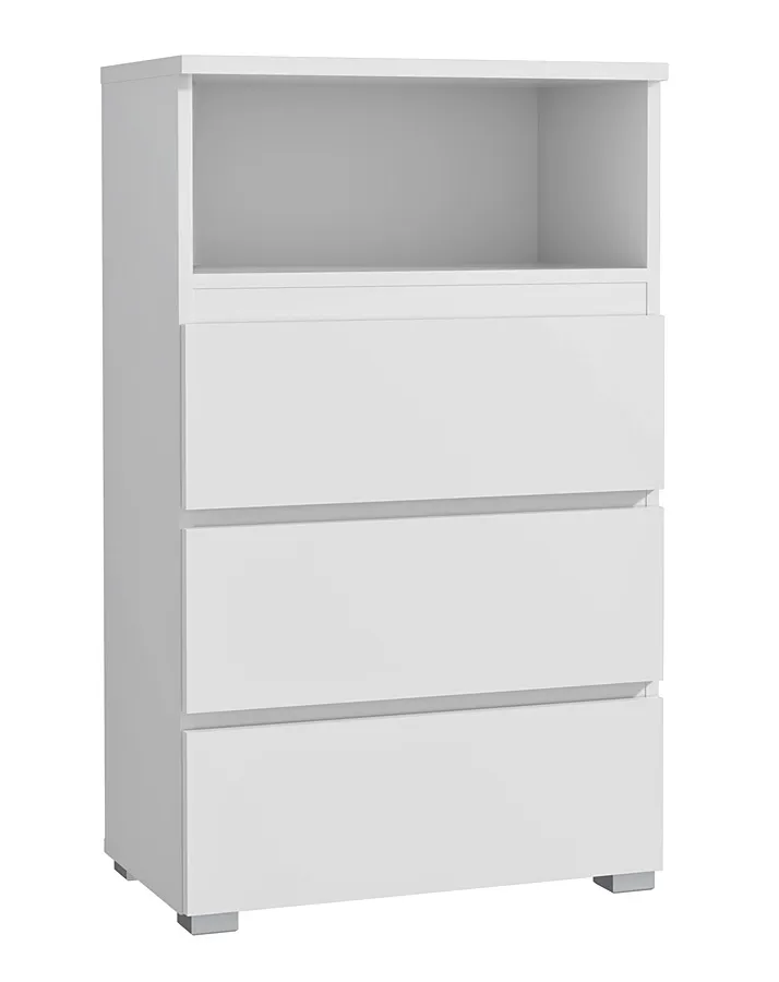 Biały minimalistyczny regał na nóżkach W7-N36