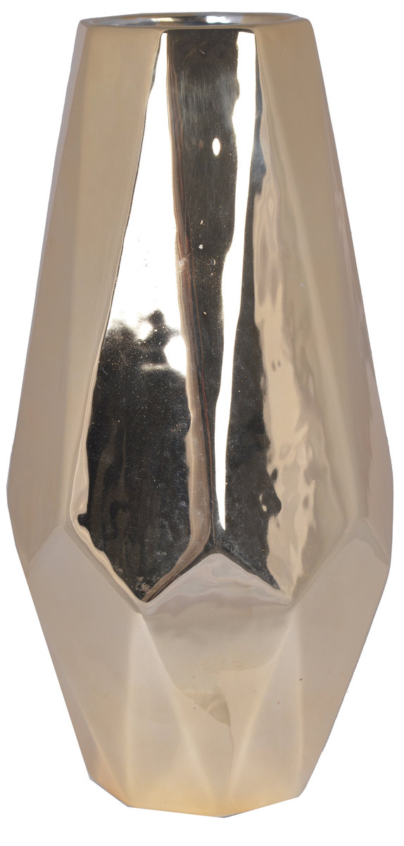 Ewax, Wazon ceramiczny Geometryczny 211407, złoty, 13x13x29 cm