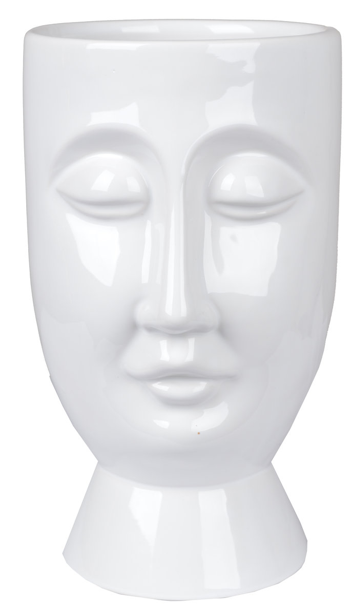 Ewax, Wazon ceramiczny Twarz 211332-28, biały, 16x16x28 cm