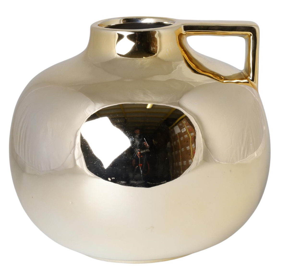 Ewax, Wazon ceramiczny 211584-19, złoty, 17x17x18 cm