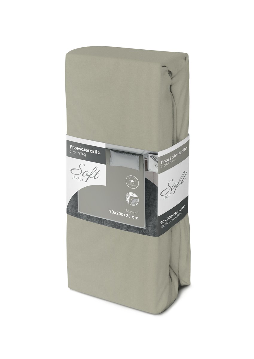 Prześcieradło jersey z gumką soft 90x200 beżowe na materac 25 cm