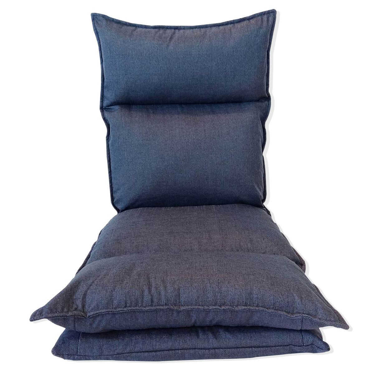 Rebecca Mobili Futon Fotel podłogowy Denim Niebieski Metal Poliester Salon Weranda Relaksująca oszczędność miejsca