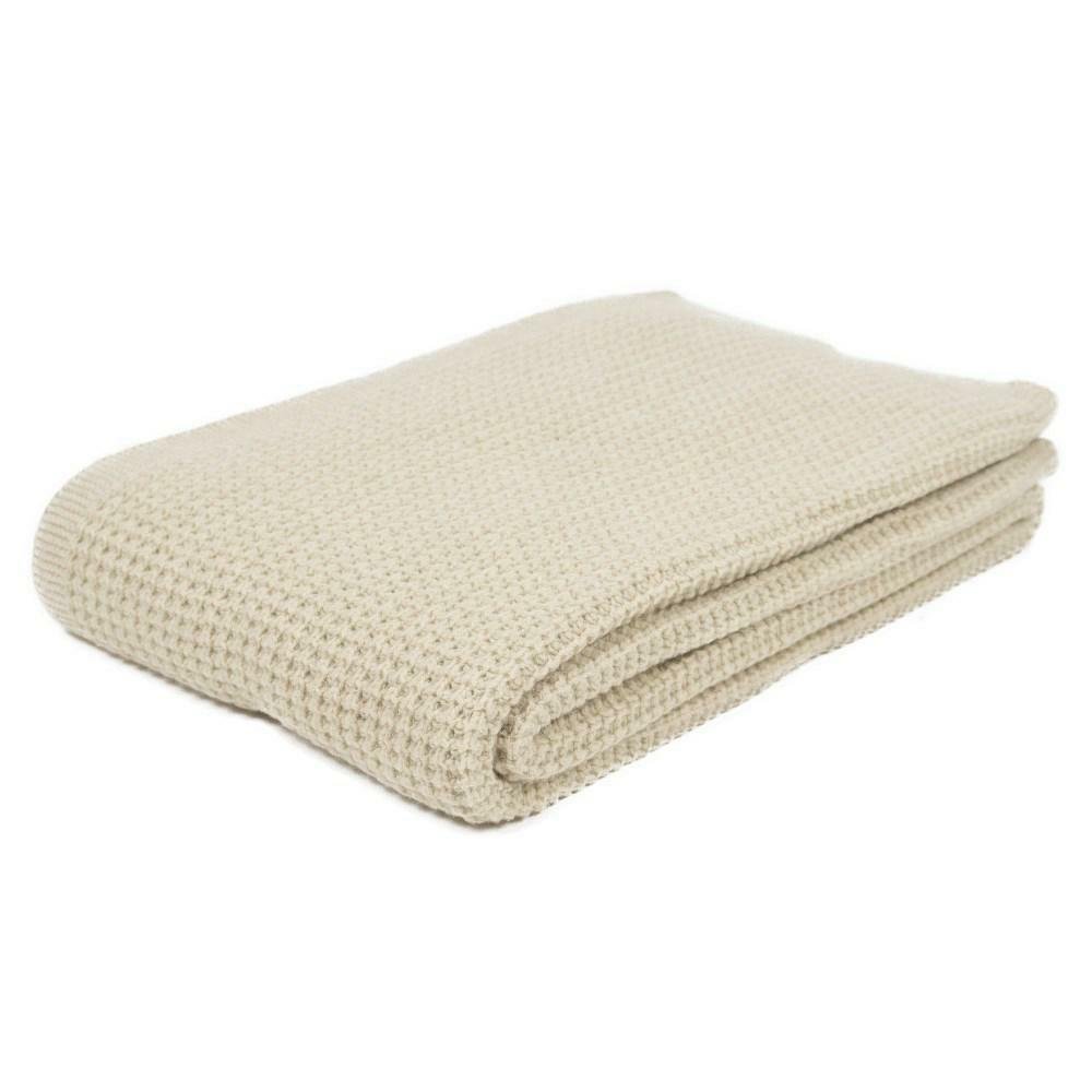 Koc dziany emma 130x170 beż wyroby rehabilitacyjne z dzianin wełnianych klasa i, reguła 1 pościelowe wyroby rozgrzewające - Koc