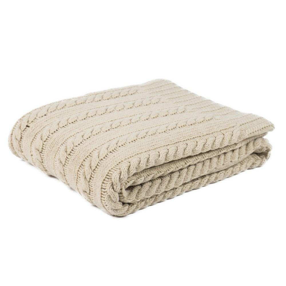 Koc dziany olivia 130x170 beżowy wyroby rehabilitacyjne z dzianin wełnianych klasa i, reguła 1 pościelowe wyroby rozgrzewające - Koc