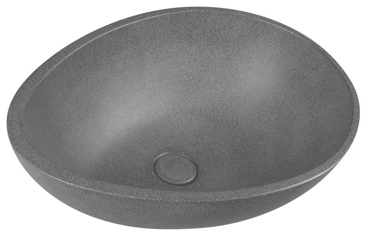 Sapho Umywalka nablatowa betonowa czarny granit 53x39 cm z korkiem BH7001