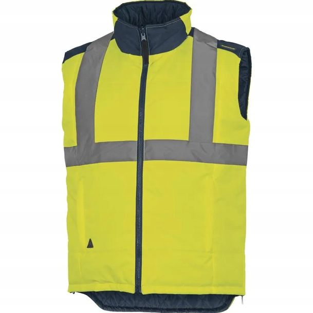Delta Plus Kamizelka ostrzegawcza dwustronna z poliestru Oxford powlekanego poliuretanem żółta fluo-granatowa rozmiar M CORPFIDJIHVJMTM FIDJIHVJMTM