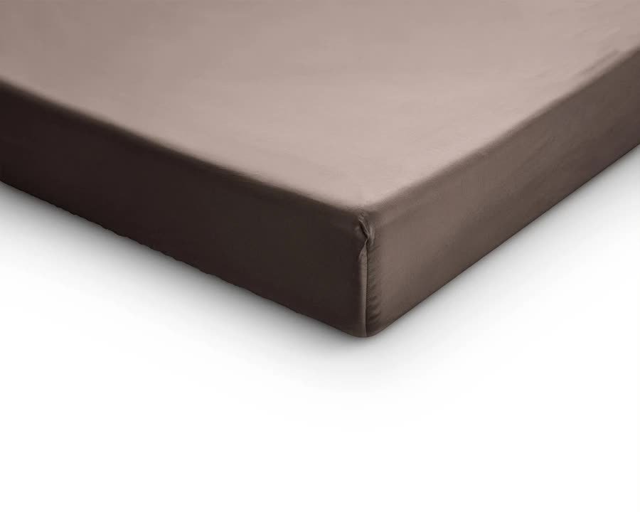 180x200 prześcieradło dzielone brąz na materac nawierzchniowy satyna bawełniana