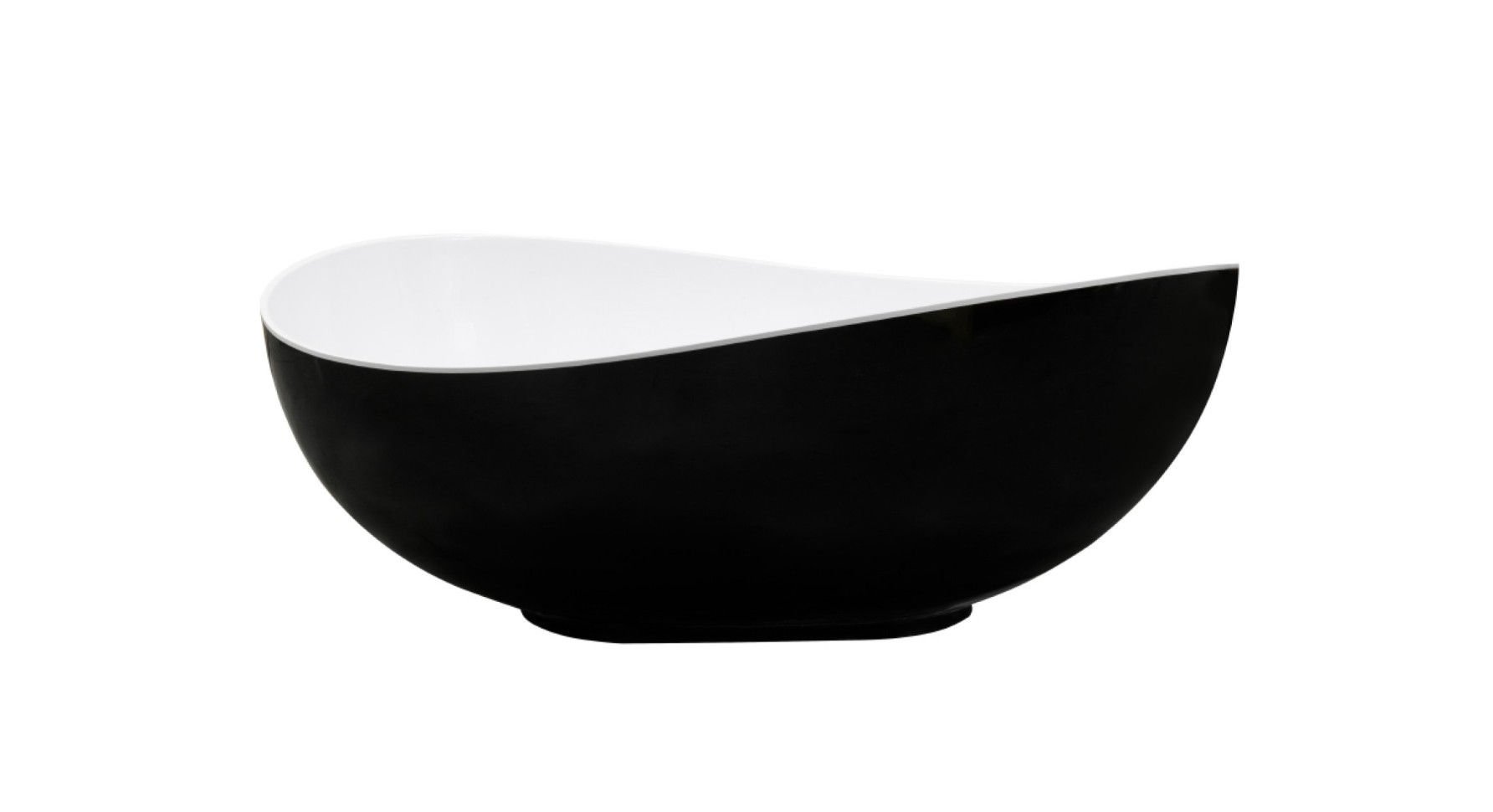 Wanna wolnostojąca Besco Siya 172x100 cm odlew mineralny czarny mat klik-klak chrom WMMC-172S