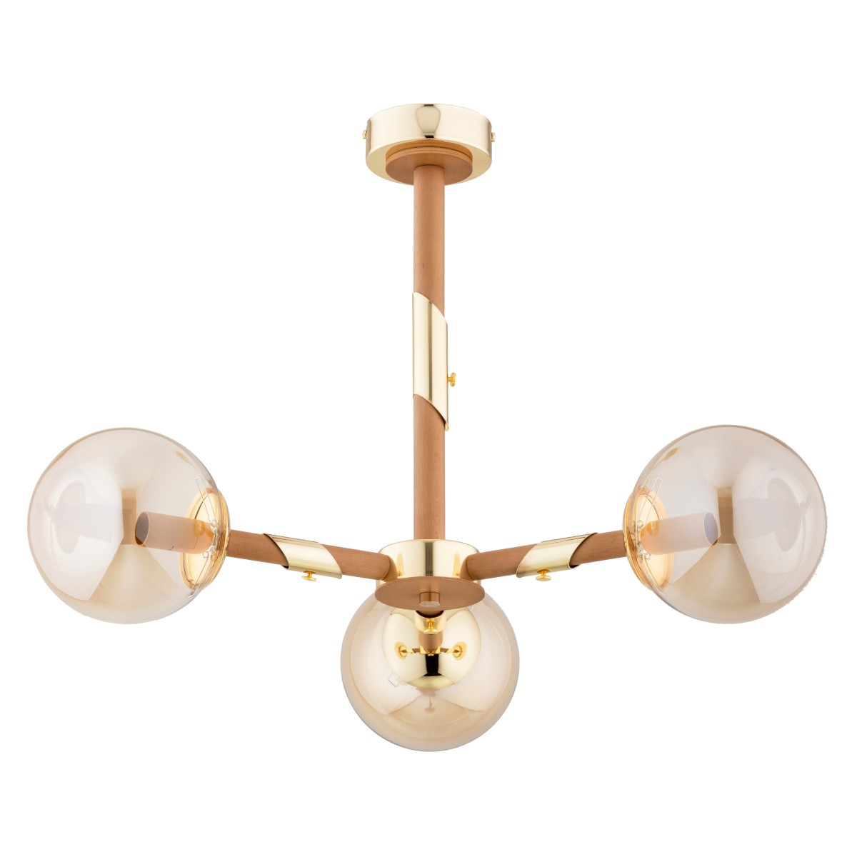 Złota lampa sufitowa z kloszami, gwint E14 AL 62425 z serii GELIA