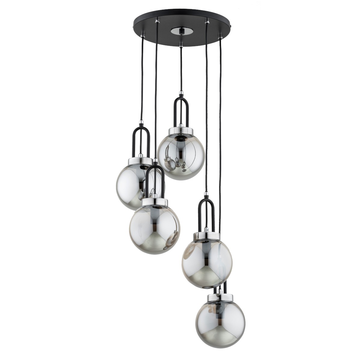 Czarna lampa wisząca z pięcioma kloszami AL 63247 z serii ATORI