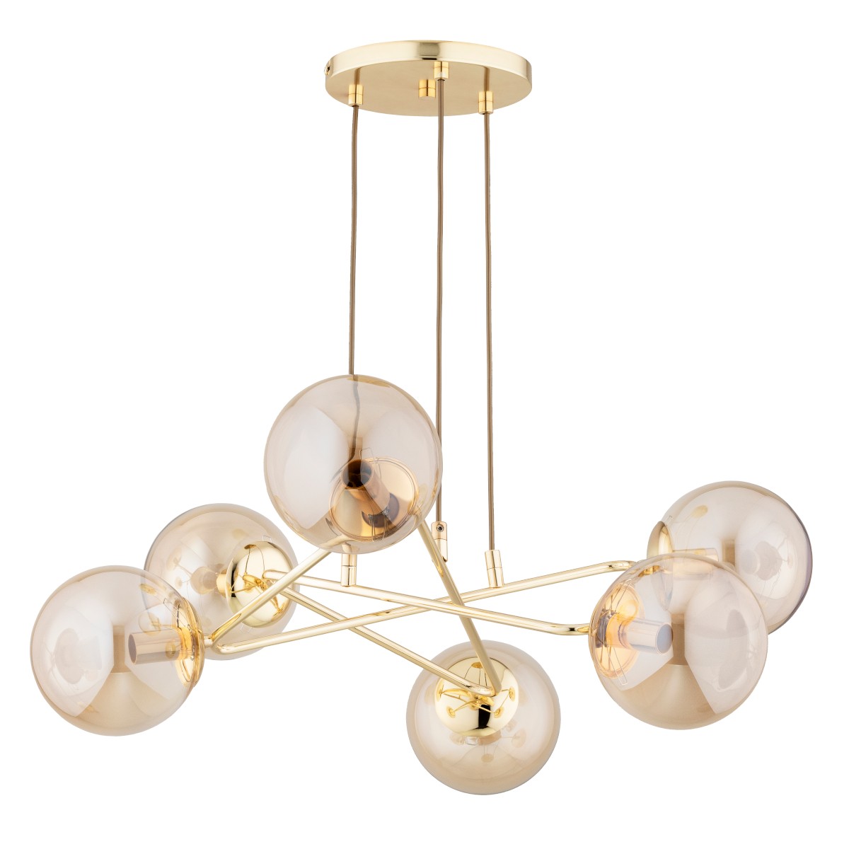 Złota lampa wisząca z kloszami, gwint E14 AL 63248 z serii TRISTAN