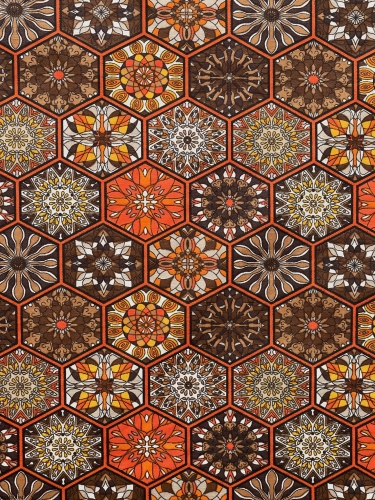 Owalny obrus bawełniany plamoodporny brązowego koloru z wzorem Orientalny