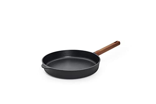 Woll Diamond QXR Eco Logic patelnia żeliwna, indukcyjna, Ø 28 cm, wysokość 5 cm, z trwałym, wytrzymałym drewnianym trzonkiem – nadaje się do wszystkich rodzajów kuchenek, nie zawiera PFAS, aluminium,