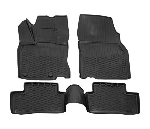 J&J AUTOMOTIVE | Gumowe dywaniki samochodowe 3D kompatybilne z Kadjar od 2015 roku, indywidualne dopasowanie z wysoką krawędzią ok. 4-5 cm, na każdą pogodę, 4-częściowe, jakość premium