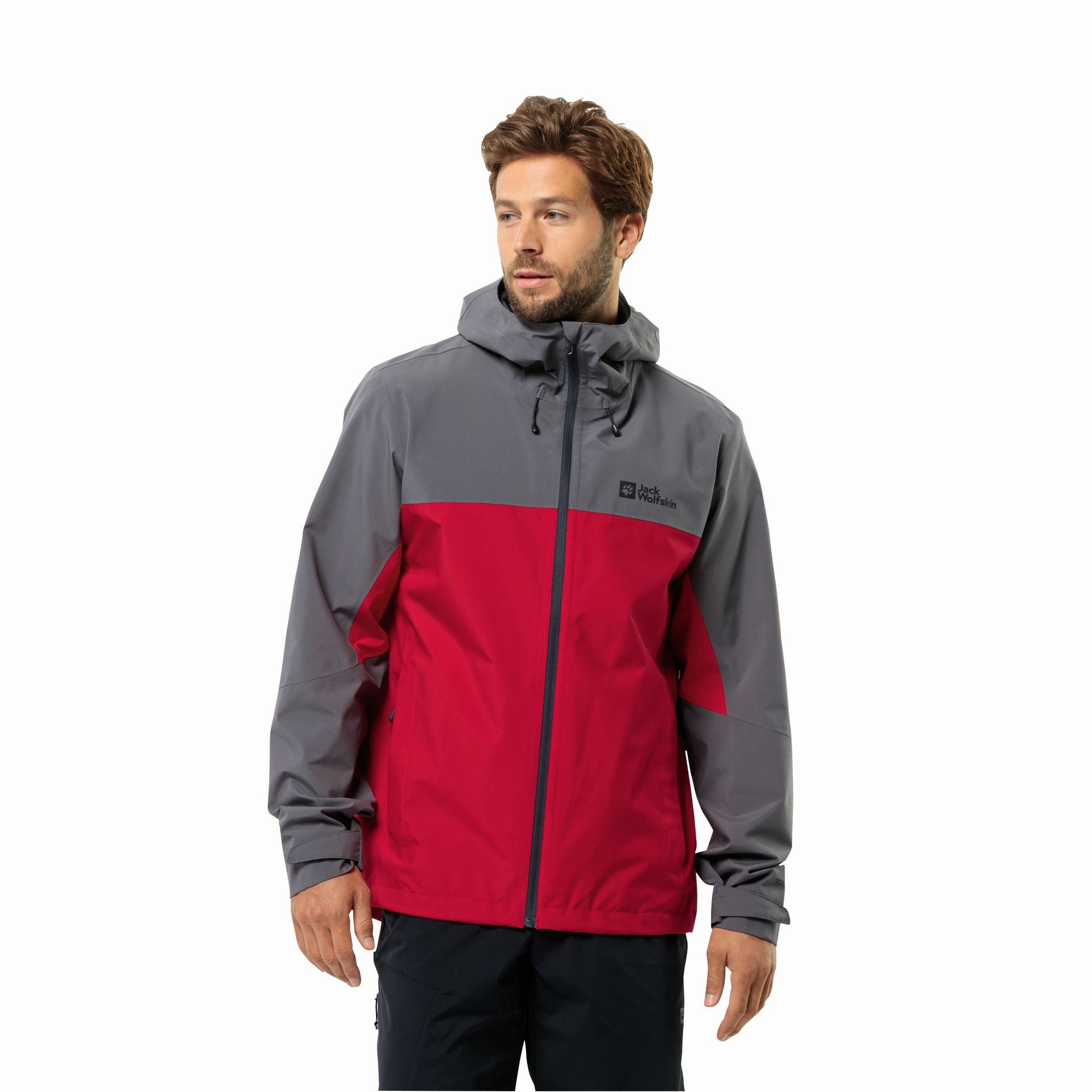 Męska kurtka przeciwdeszczowa Jack Wolfskin WEILTAL 2L JKT M red glow - L