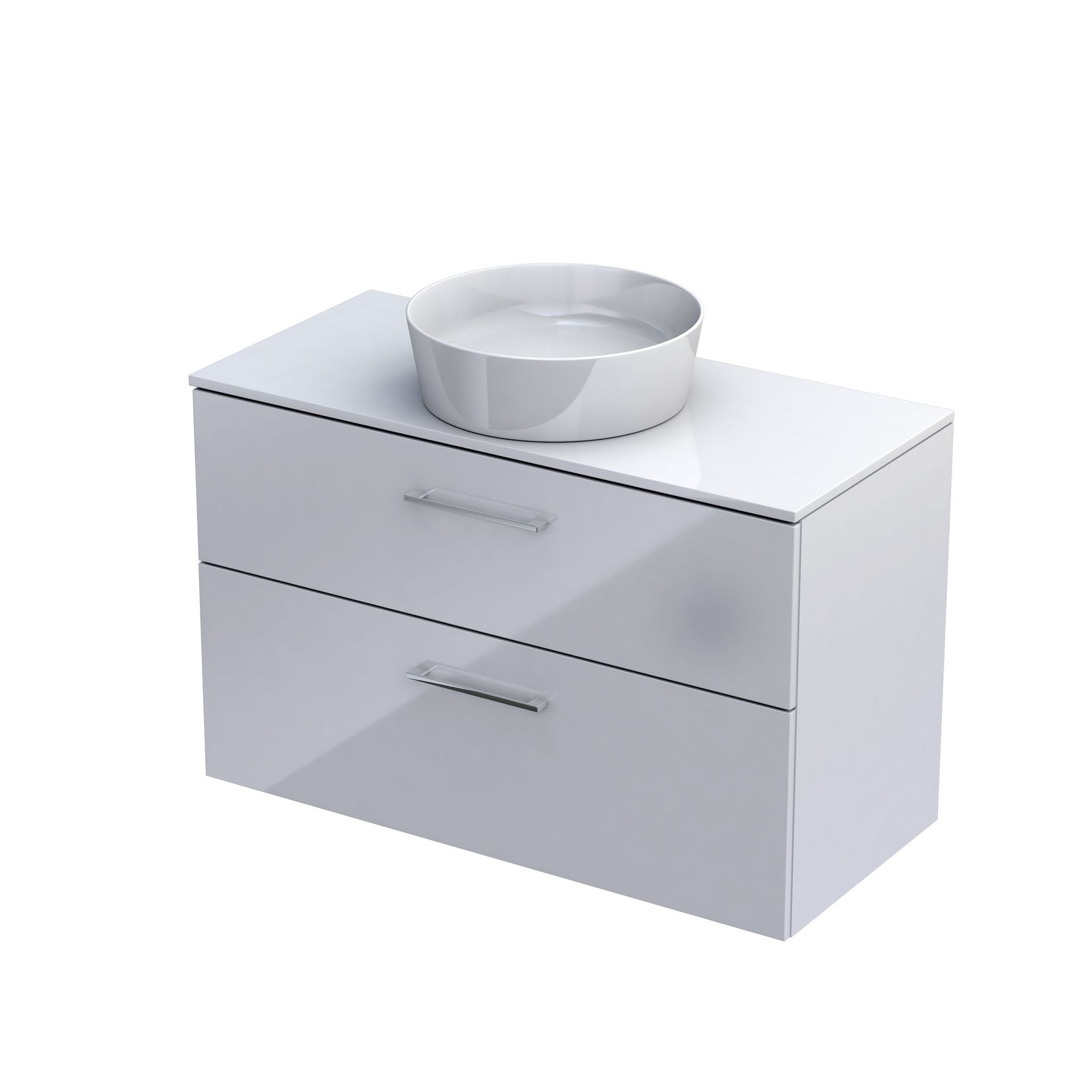 Szafka łazienkowa pod umywalkę z blatem Oristo Geo 100 cm biały połysk KI01-ZB2S-100-1