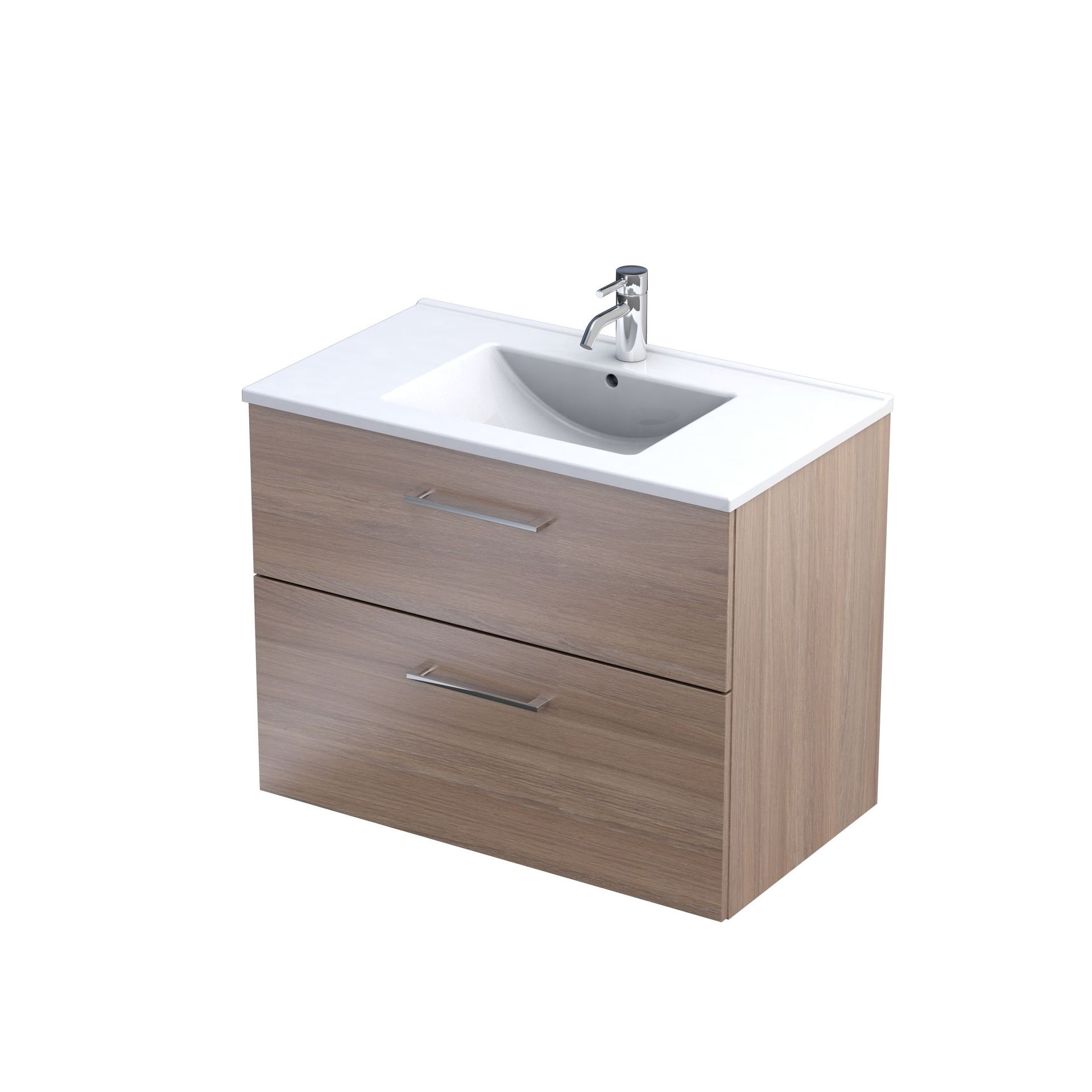 Szafka łazienkowa z umywalką Oristo Geo 80 cm dąb urban jasny KI01-ZD2S-80-81