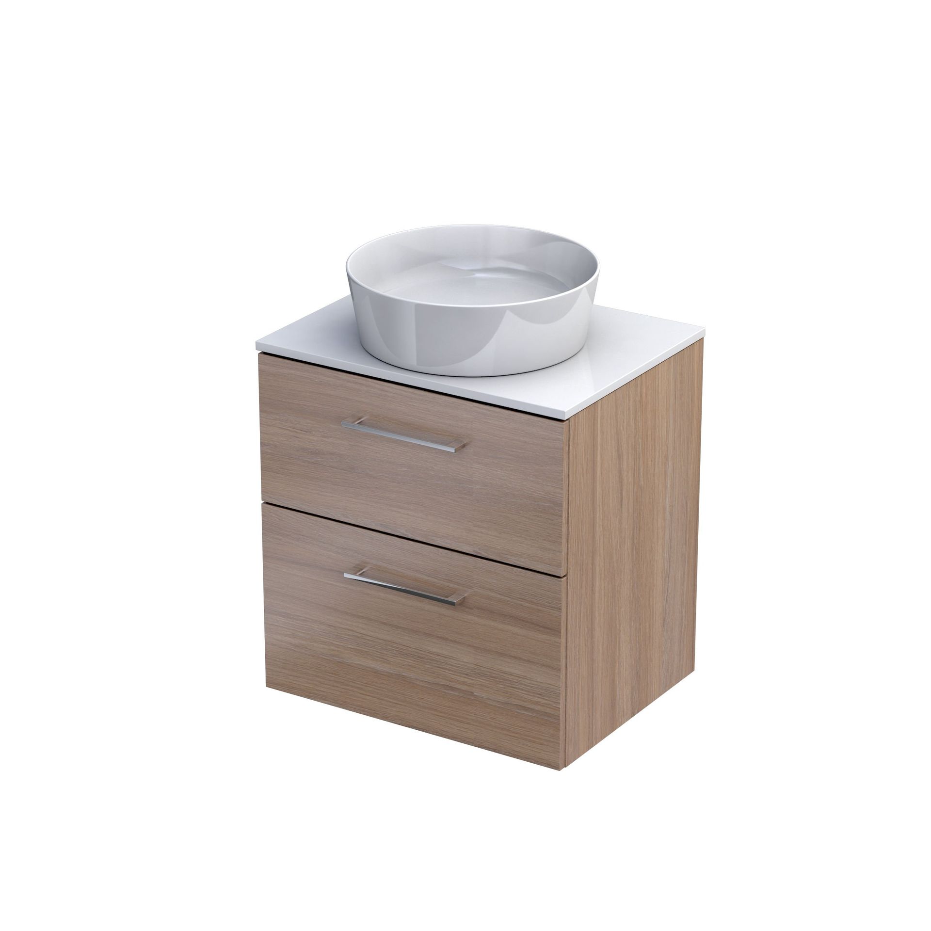 Szafka łazienkowa pod umywalkę z blatem Oristo Geo 60 cm dąb urban jasny biały połysk KI01-ZB2S-60-81