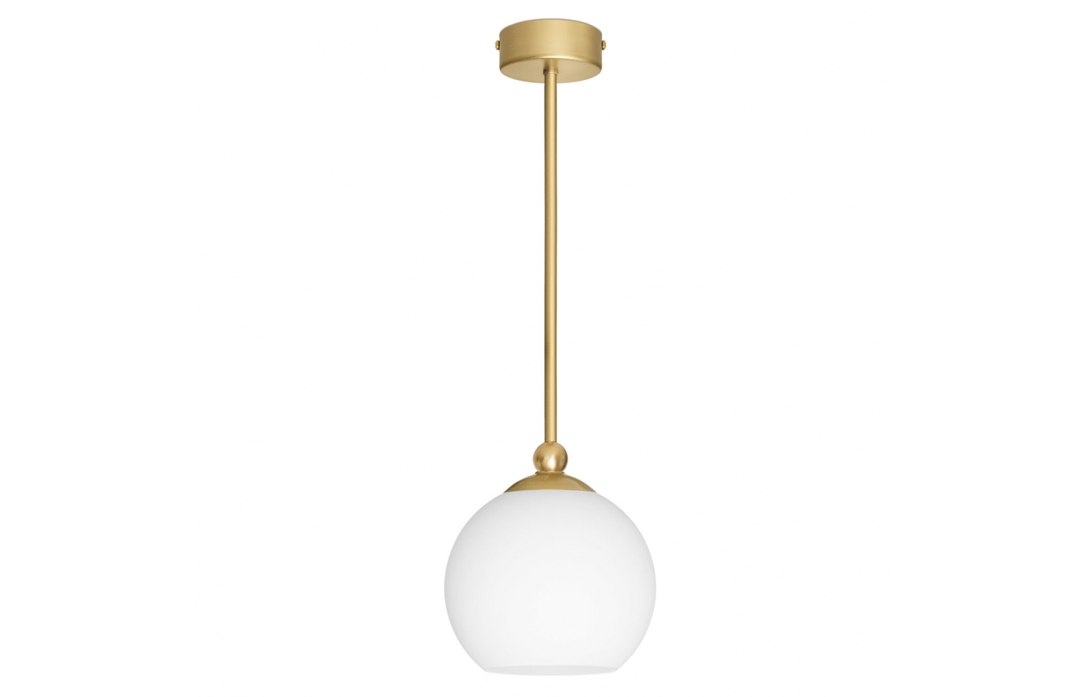 Złota lampa wisząca z białą kulą KLM-S1
