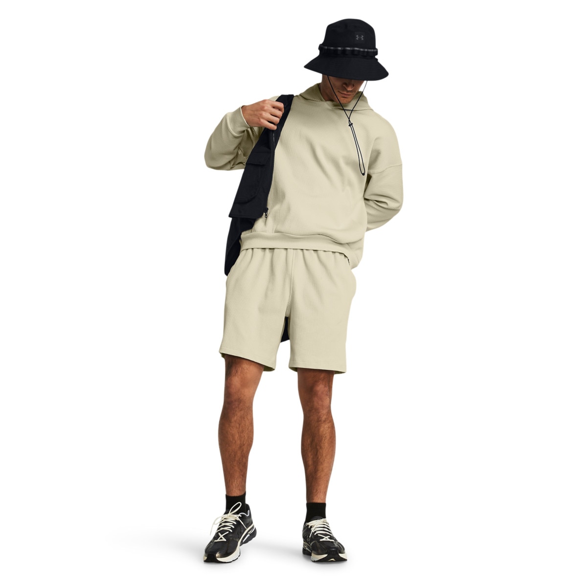 Męskie spodenki treningowe Under Armour UA Journey Rib Shorts - kremowe - UNDER ARMOUR