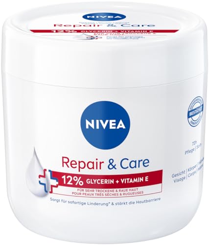 NIVEA Repair & Care krem nawilżający i nietłusty do ciała, szybko wchłaniający się balsam z witaminą E i gliceryną, do bardzo suchej i szorstkiej skóry (400 ml)