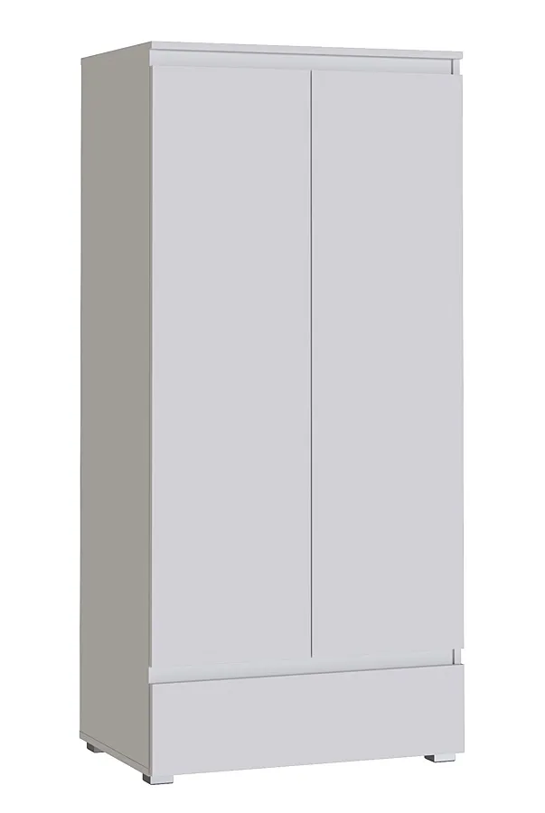 Dwudrzwiowa biała szafa z drążkiem i półkami F6-H20