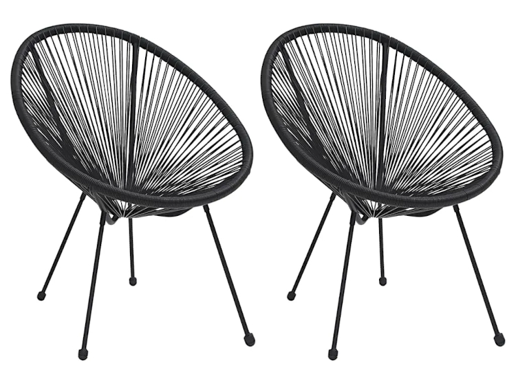 Okrągłe Czarne Krzesła Ogrodowe Typu Acapulco B9-E84