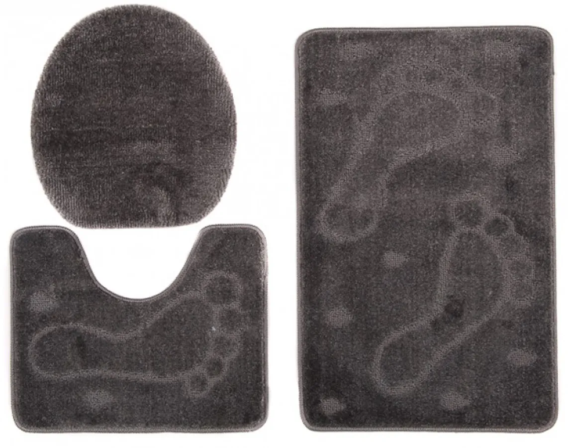 Elegancki szary komplet dywaników łazienkowych 3w1 W4-H97