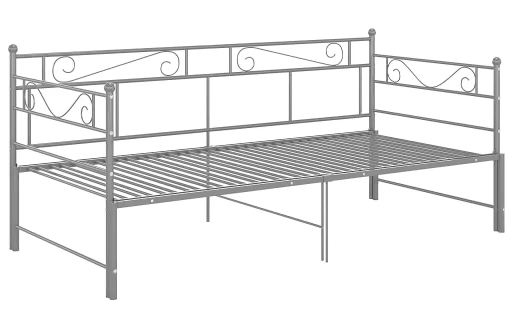 Szare metalowe łóżko rozkładane 90x200 cm M8-T14
