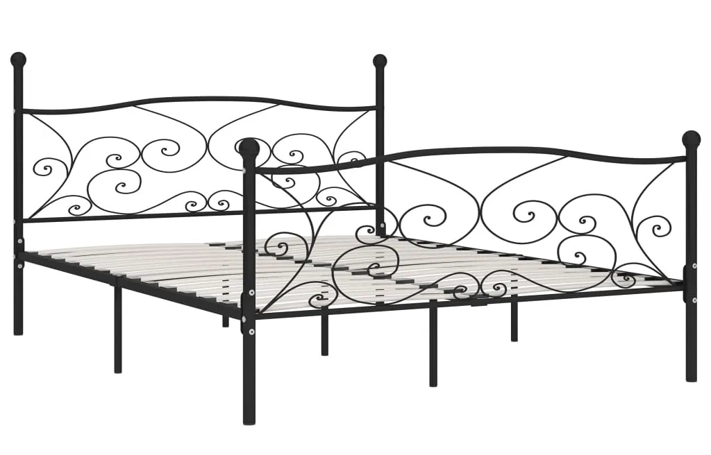 Czarne metalowe łóżko ze zdobieniami 200x200 cm H4-A46