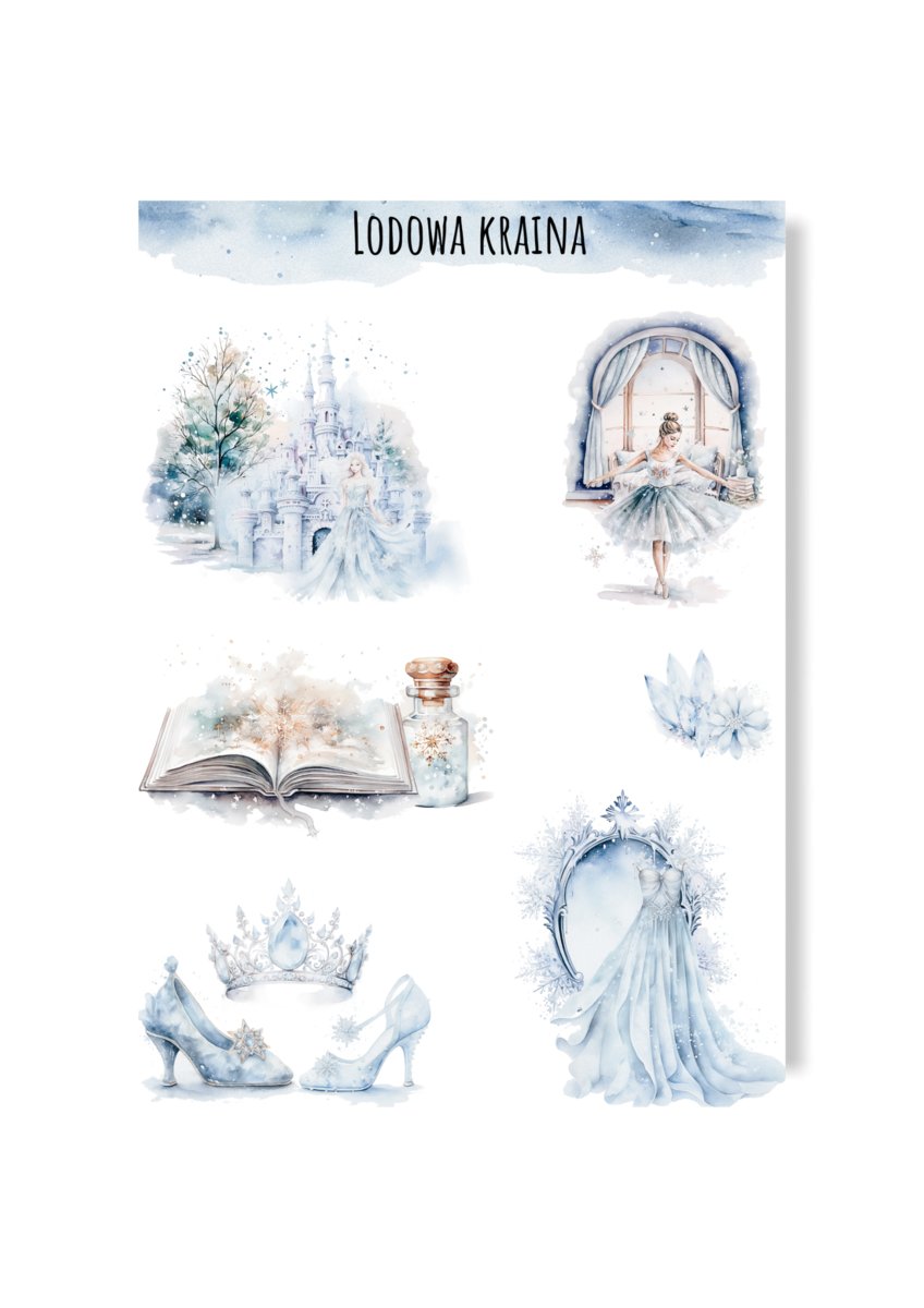 Naklejki lodowa kraina zimowe z baletnicą księżniczką królewną dla dziecka