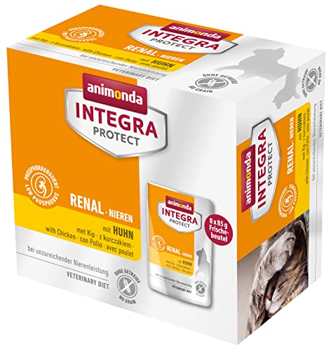 animonda Integra Protect Integra Protect Karma dla kotów Renal, karma dla kotów z nerkami w przypadku niewydolności nerek, mokra karma dla kotów, z kurczakiem, 8 x 85 g