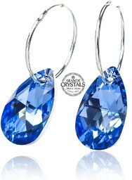 Piękne Kolczyki Kryształy Crystal Light Sapphire Comet Srebro Certyfikat