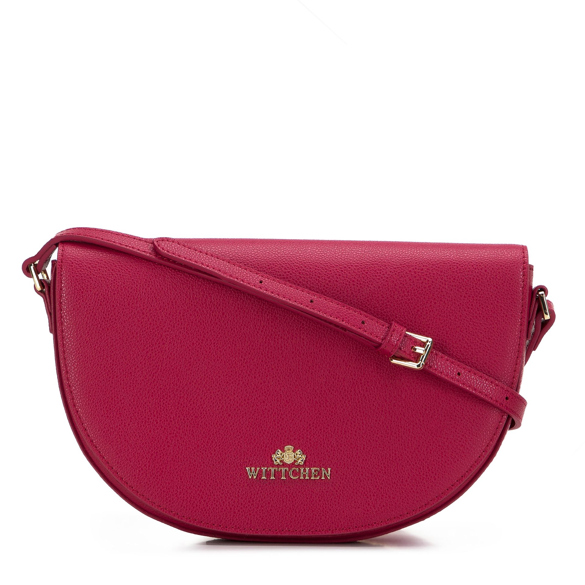Damska saddle bag z groszkowanej skóry prosta różowa