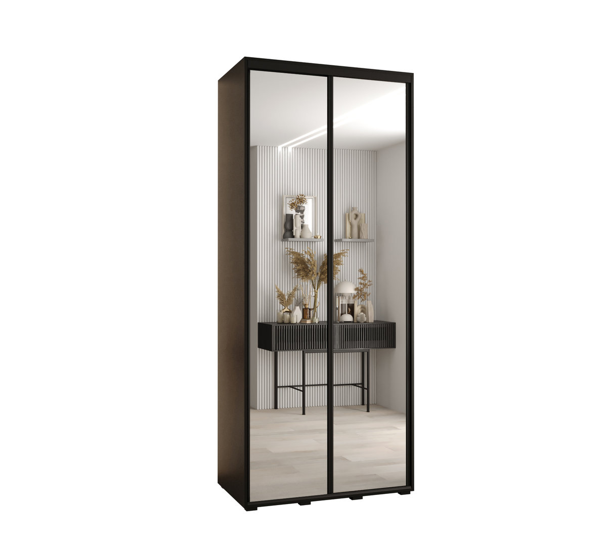 Szafa przesuwna wysoka Davos 2 120 gł. 45 czarny + czarny + czarny