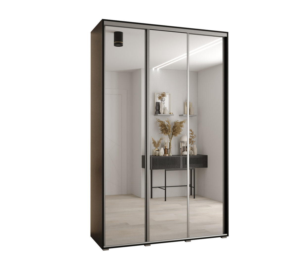 Szafa przesuwna wysoka Davos 2 150 gł. 45 czarny + czarny + srebrny