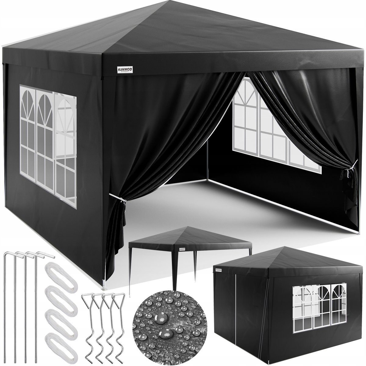 Opinie o PAWILON OGRODOWY NAMIOT HANDLOWY 300CM x 300CM + 4 ŚCIANKI BOCZNE OKNA